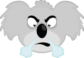 Vector illustration of an angry cartoon koala's face