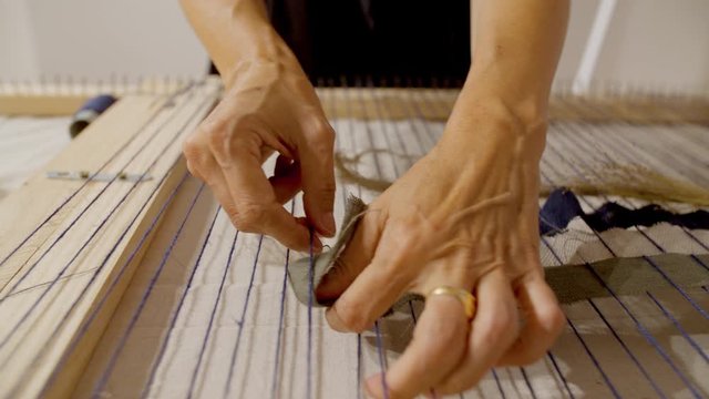Japanaese noren women weaving flowers