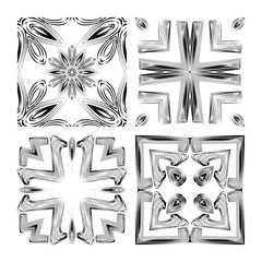 A set of 4 complex monochrome vector geometric patterns.