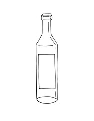 Vector hand drawn doodle sketch wine bottle isolated on white background