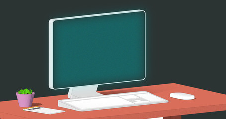 Desktop with laptop flat illustration