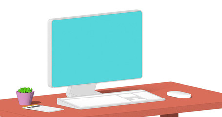 Desktop with laptop flat illustration