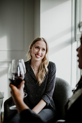 Women celebrating with wine