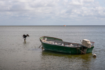 Naklejka premium fishing boats on the beach