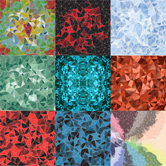 Vector pattern set with triangle mosaic background