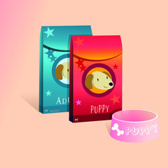  Illustration of dog food with bowl, with nice background vector