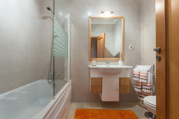 Modern bathroom. European hotel design. and inside