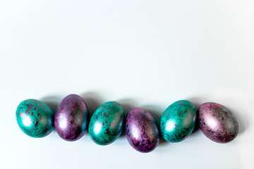 Happy Easter during the World Widespread Pandemic 2020. Beautiful, vibrant eggs for the holiday.