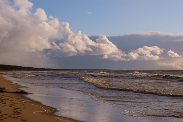 The coast of the Baltic Sea when the wind blows and the sun shines