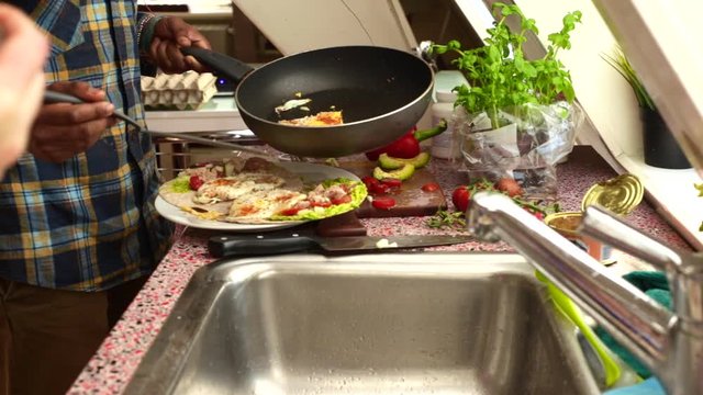 Top View Couple Making Delicious Mexican Tacos At Home 