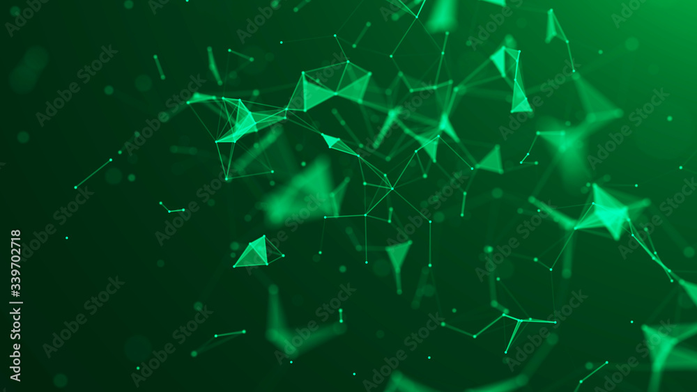 Poster abstract green digital background. big data visualization. science background. big data complex with