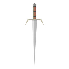 Sword in flat style. Game weapon. Cartoon sword weapon. Vector illustration.