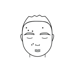fat guy with acne. black vector graphics