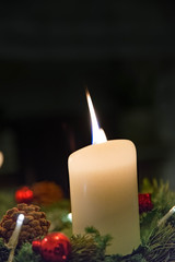 christmas candle and decorations