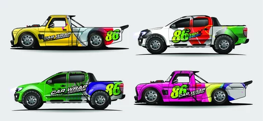 Deurstickers Autorace Auto wrap sticker ontwerp vector. abstracte grafische achtergrondkitontwerpen voor voertuig, raceauto, rally, kleurstelling, sportwagen