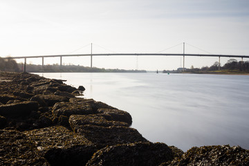 Fototapeta na wymiar A view of the Erskine bridge over the river clyde on a spring morning in Scotland.