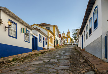 Fototapeta na wymiar Tiradentes City Streets - Saint Anthony Church, Minas Gerais, Brazil
