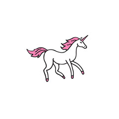 Vector hand drawn doodle sketch unicorn isolated on white background