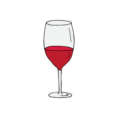 Vector hand drawn doodle sketch red wine glass isolated on white background