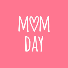 Vector hand drawn doodle sketch white mother day lettering isolated on pink background