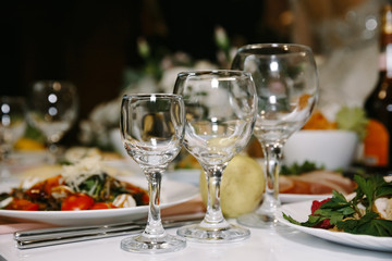Three glasses on the table