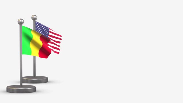 Mali seamless 3D waving flag animation on tiny flagpole.