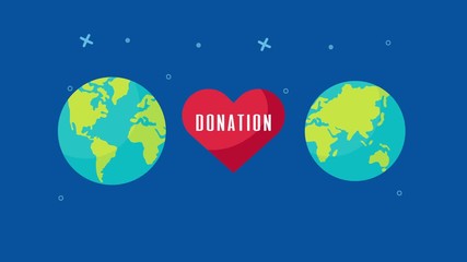 donation campaign for covid19 with heart and earth planet