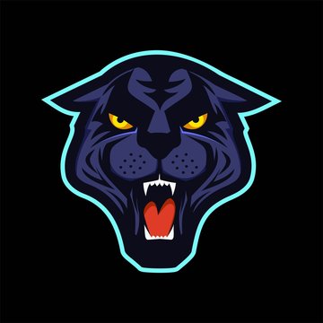 Black panther head mascot esport, sport logo