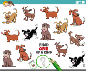 one of a kind task for children with dogs and puppies