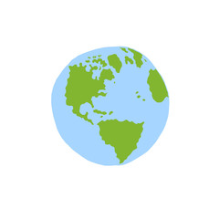 Vector hand drawn doodle sketch colored Earth planet isolated on white background
