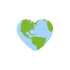 Vector hand drawn doodle sketch colored Earth planet in heart shape isolated on white background