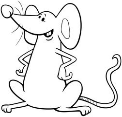 funny cartoon mouse coloring book page