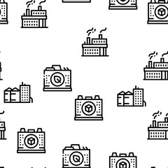 Factory Industrial Seamless Pattern Vector Thin Line. Illustrations