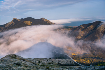 Mountains in the fog