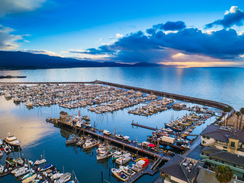 Santa Barbara Harbor at sunset