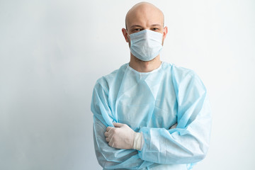 Doctor Wearing Medical Mask and Gloves Isolated