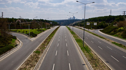 Ankara, TURKEY - APRIL 25, 2020: Curfews are imposed in Ankara due to CORONA virus (Covid-19). Roads and streets are empty.