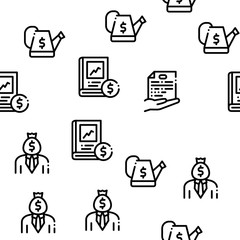 Crowdfunding Business Seamless Pattern Vector Thin Line. Illustrations