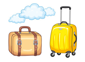 Travel suitcases isolated, luggage illustration.