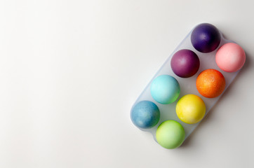 multi colored easter eggs isolated on white background