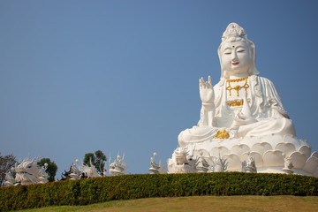 Fototapeta premium A beautiful view of Wat Huai Pla Kang buddhist temple at Chiang Rai, Thailand.