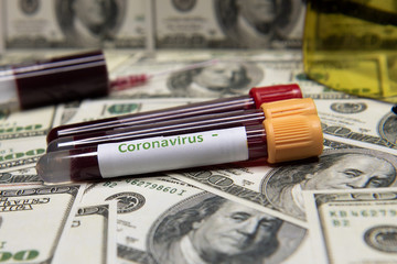 Dollars and negative test at coronavirus.