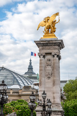 Column of Bridge Alexandre III, Grand Palais in the background, Paris/France