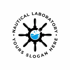 Steering Marine Glassware Lab for nautical laboratory vector logo design