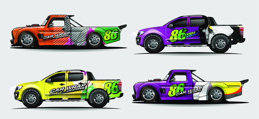 Auto wrap sticker ontwerp vector. abstracte grafische achtergrondkitontwerpen voor voertuig, raceauto, rally, kleurstelling, sportwagen