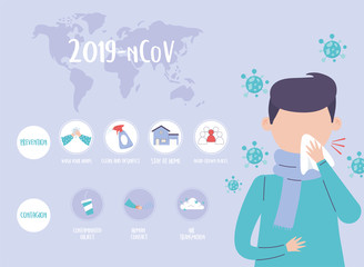 covid 19 pandemic infographic, world, people prevention and contagion, coronavirus disease
