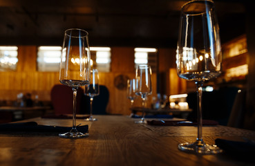 Three glasses on the table
