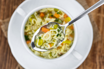 Fresh made Alphabet Soup (selective focus)