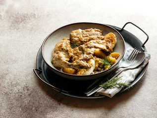 conejo en salmorejo al estilo canario, roasted rabbit in Canarian marinade, Spanish and Canary Islands food