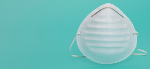 Mascarilla o cubre bocas de protección de contagios con un fondo azul